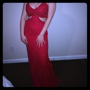 Sean Collection Vintage Red Glam Beaded Sexy Gown